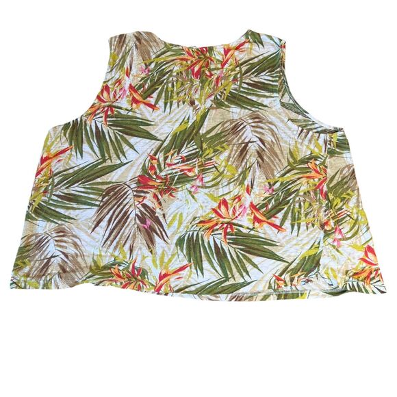 J Jill Sleeveless Linen Top Tropical Lightweight Colorful Womens Sz. 3X Beach - Picture 2 of 8